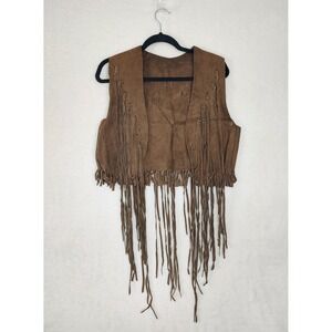 Brown Fringe Suede Vest
